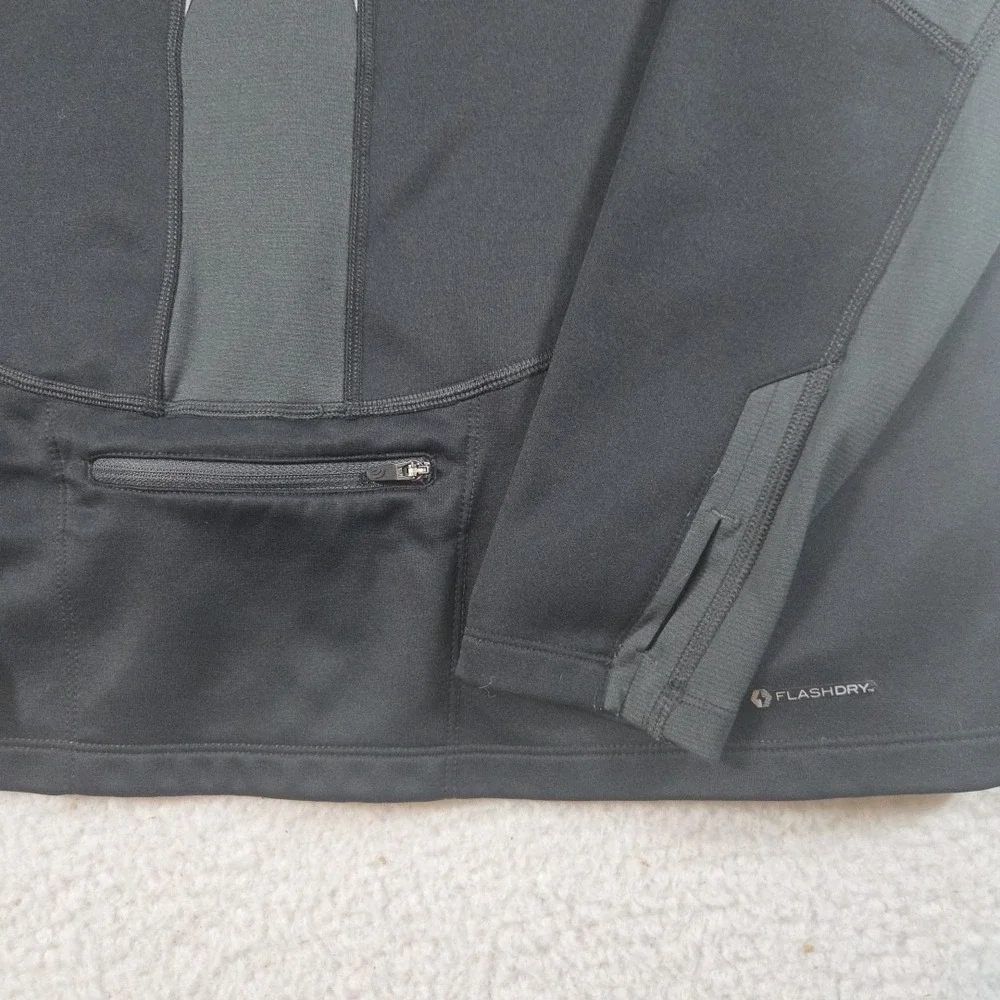 The North Face Flashdry Jacket Mens Medium Gray Black Lightweight Quarter Zip‎